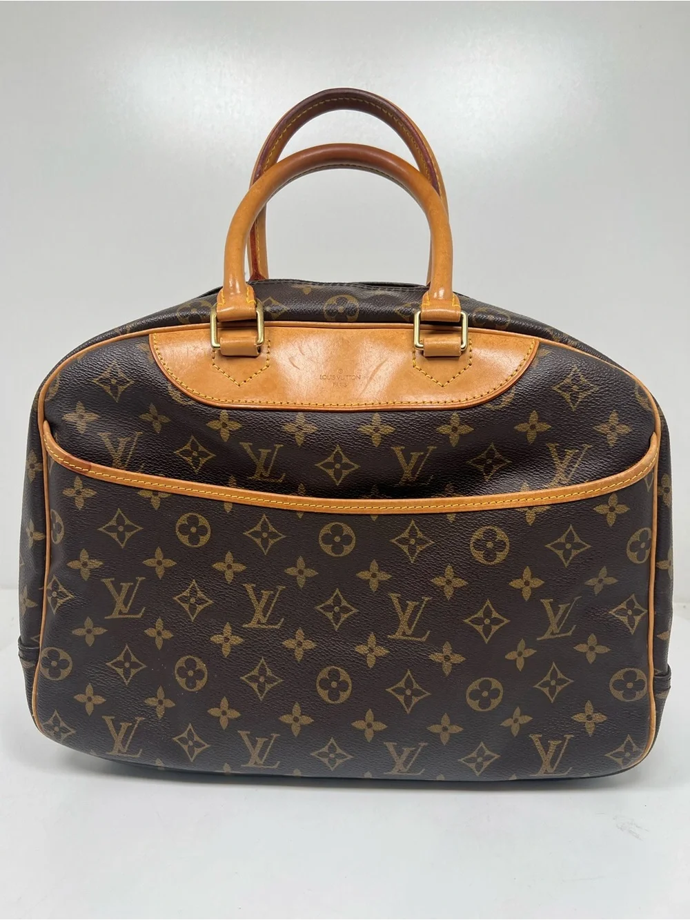 Louis Vuitton Monogram Trouville Handbag Brown Canvas Satchel Purse M42228